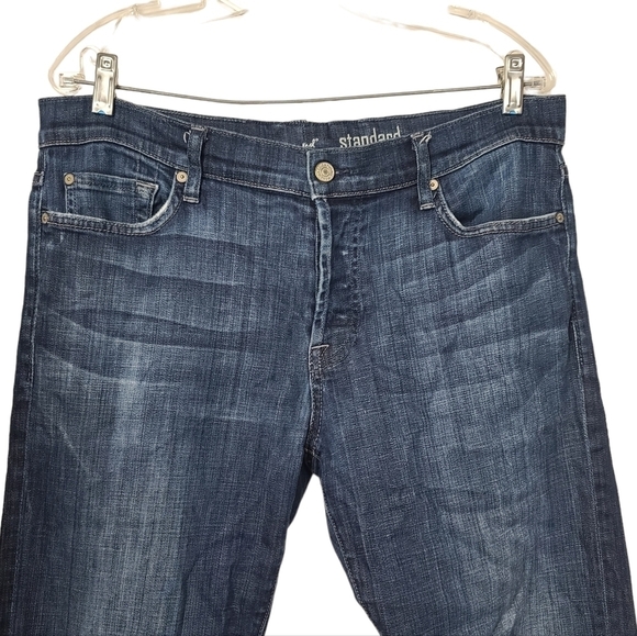 7 For All Mankind Standard Button Fly Blue Denim Jeans Men's 36 - Picture 2 of 9